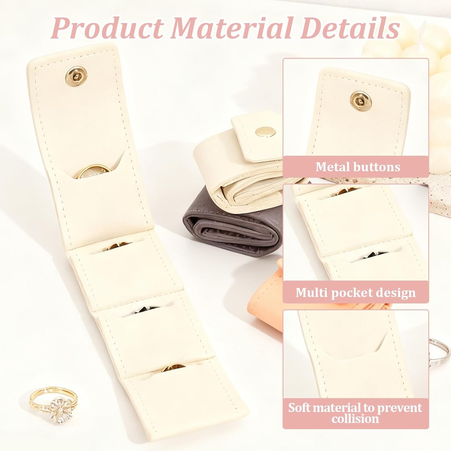 Custom Logo 6 Pcs Mini Travel Jewelry Bags with Buckle Private Label Foldable Jewelry Organizer Case for Earrings Rings Necklaces Manufacturer