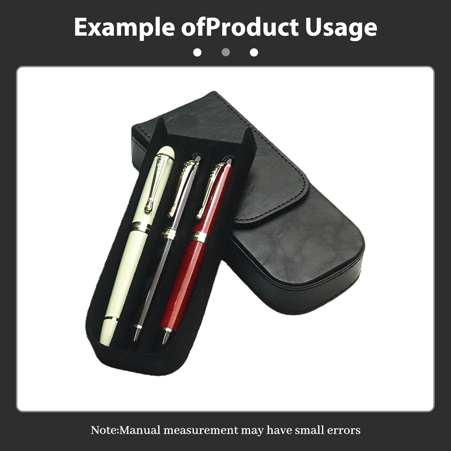 Manufacturer Leather Triple Pen Case Private Label Pencil Pouch Holder for Three Fountain Ballpoint Rollerball Pens and Pencils Custom Logo Office Gift Black