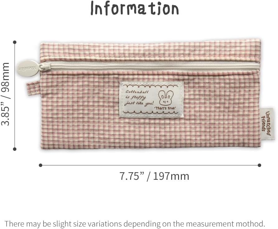 Custom Logo Vintage Pink Fabric Check Pencil Case Series 2 Soft Cushioned Portable Pencil Pouch Office Bag Private Label Manufacturer