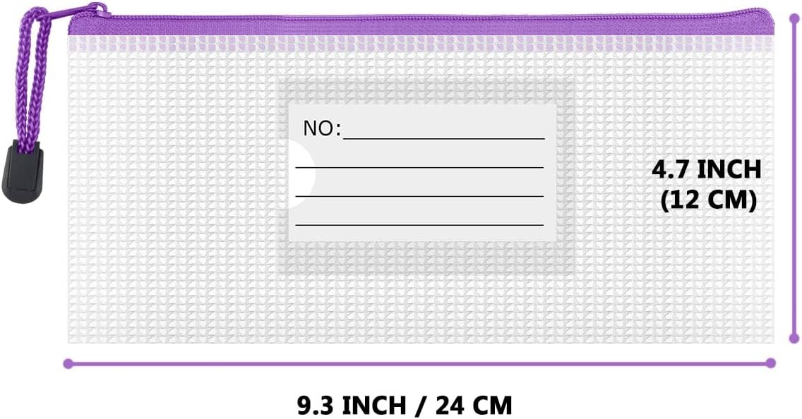 Custom Logo 24pcs 9.3x4.7 Inch Small Mesh Zipper Pencil Pouch Bags with Label Pocket Private Label for School Office Supplies Plastic Zip Bill Bags Supplier for Home Travel Storage Organizing