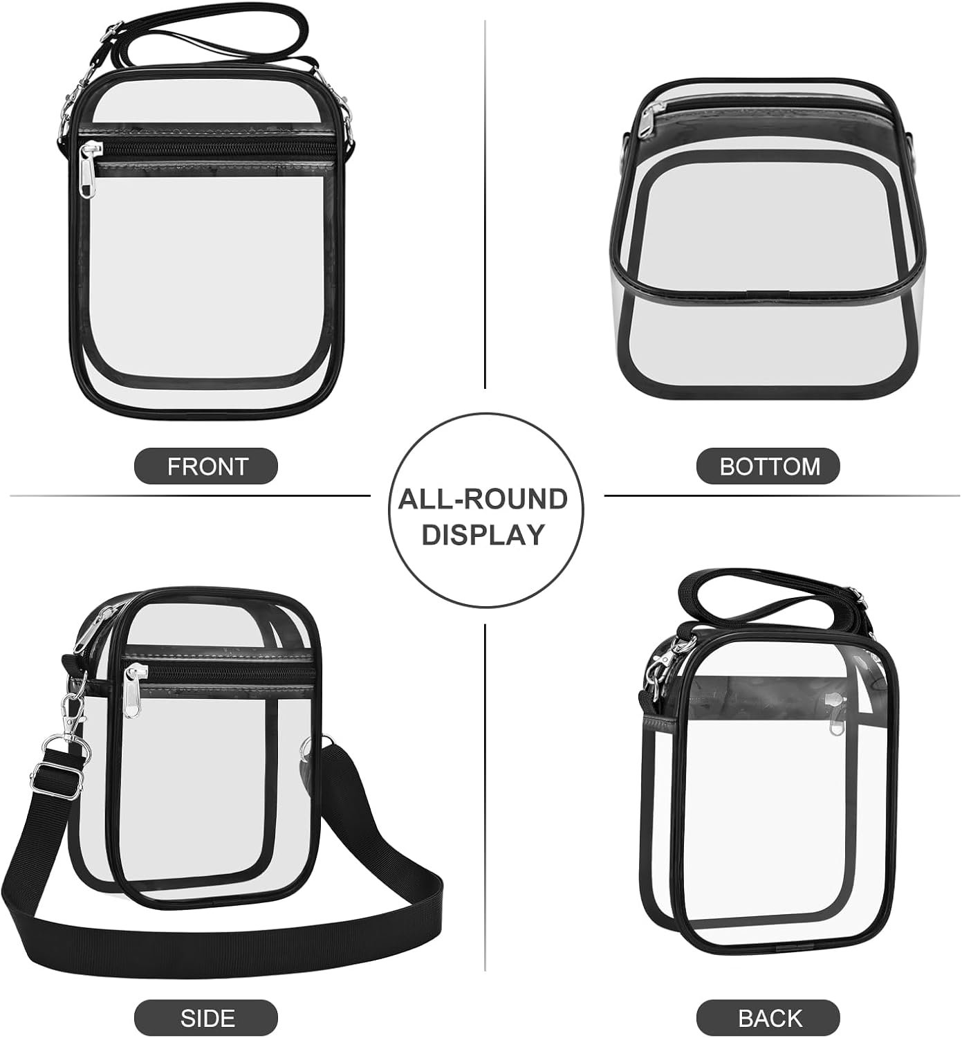 Manufacturer Stadium Approved Clear Transparent Messenger Crossbody Bag Custom Logo for Men and Women Private Label
