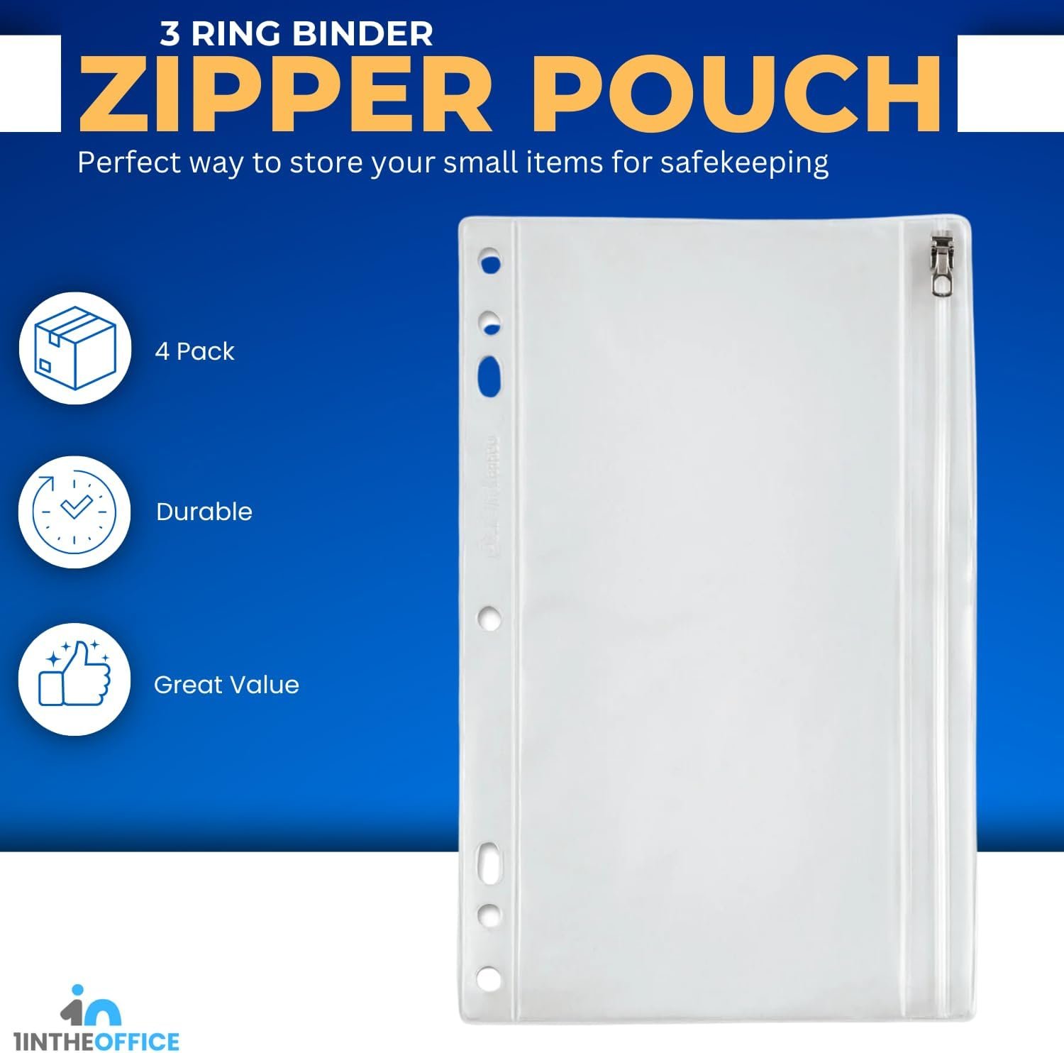 Private Label Clear Zippered Vinyl Pencil Pouch for 3 Ring Binder Custom Logo Manufacturer 4 Pack