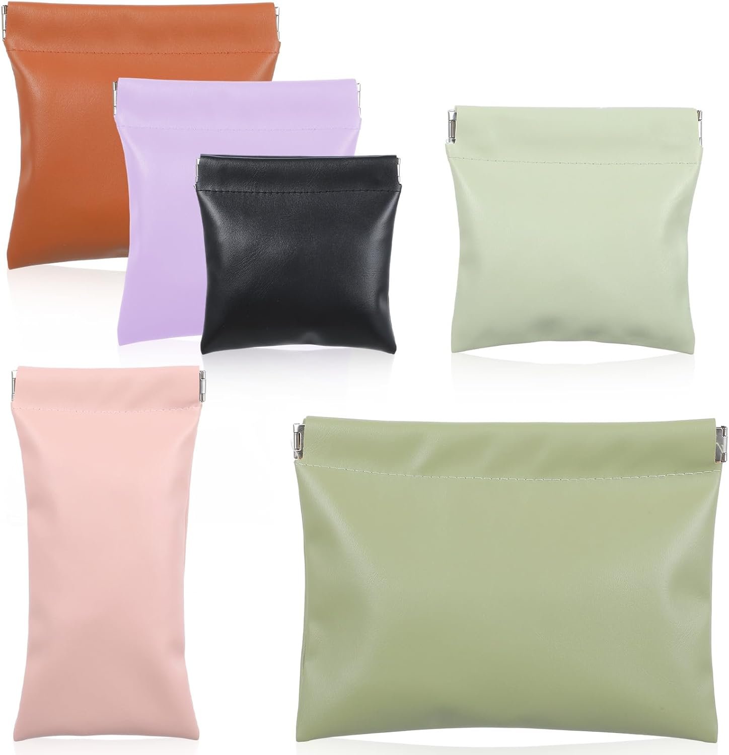 Private Label 6Pcs Purse Organizer Pouches 6 Sizes Snap Closure Leather, Custom Logo Portable Waterproof Makeup Bags Manufacturer for Cosmetics Headphones Jewelry Mix Colors