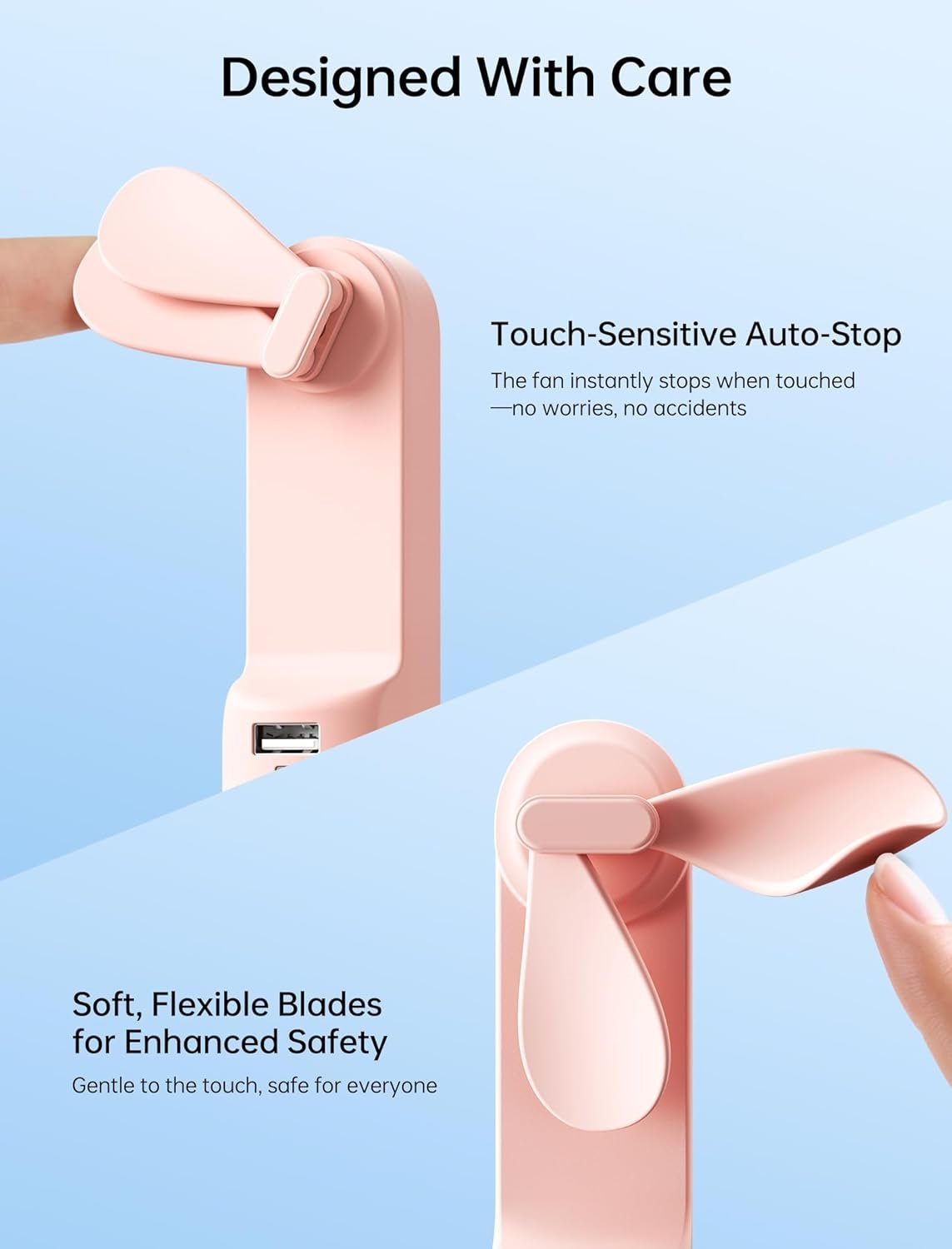 Custom Logo Handheld Mini Fan 3-in-1 USB Rechargeable Portable Fan [12-19 Working Hours] with Power Bank Flashlight Pocket Design Private Label for Travel/Summer/Concerts/Lash Gifts for Women Pink from Manufacturer