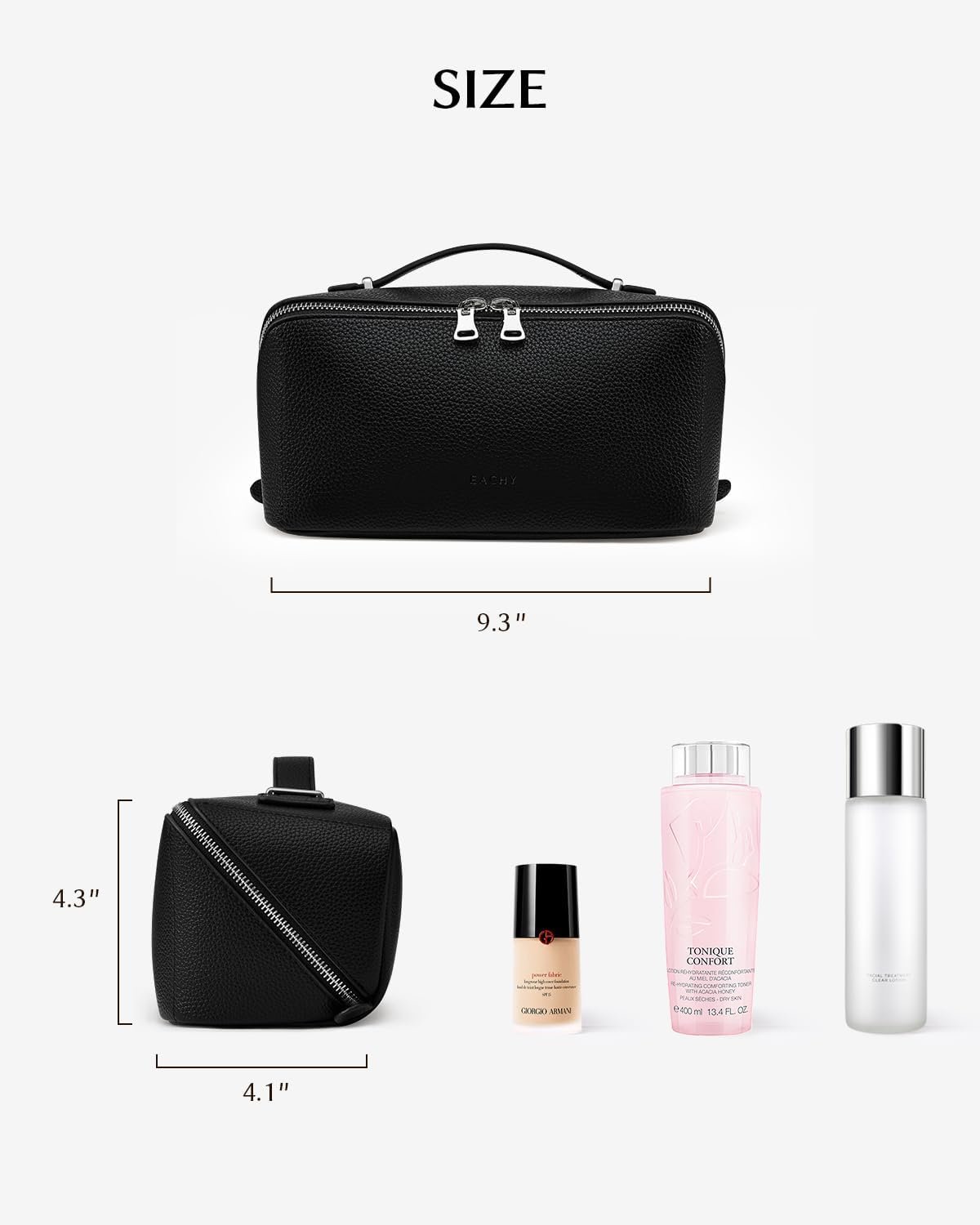 Private Label Lychee Leather Large Capacity Travel Makeup Bag Custom Logo Open Flat Toiletry Bag with TPU Brush Compartment Waterproof Skincare Organizer Factory