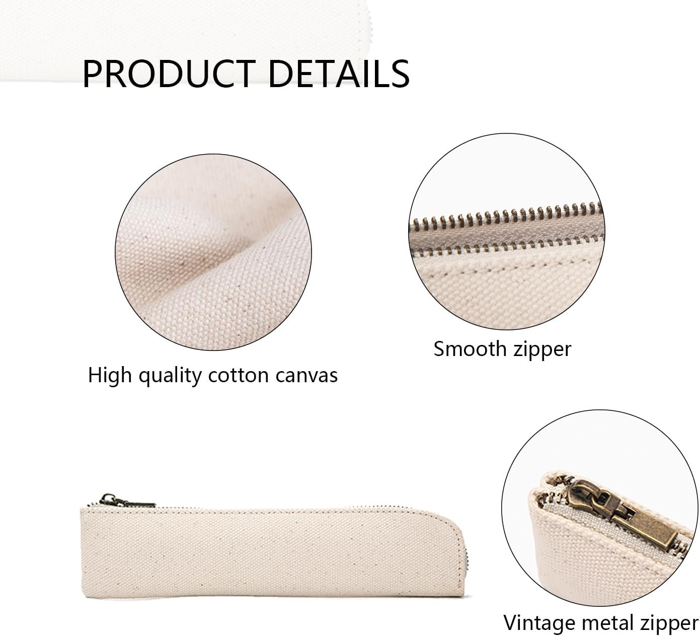 Custom Logo Thin and Slim Small Pencil Pouch Private Label Stylish Cotton Canvas Lightweight Manufacturer