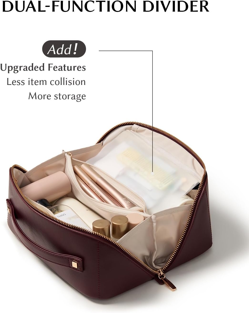 Custom Logo Portable 185° Wide-Open Flat Travel Toiletry Bag Private Label Waterproof Large Capacity Cosmetic Makeup Pouch for Women with Divider and Handle Factory