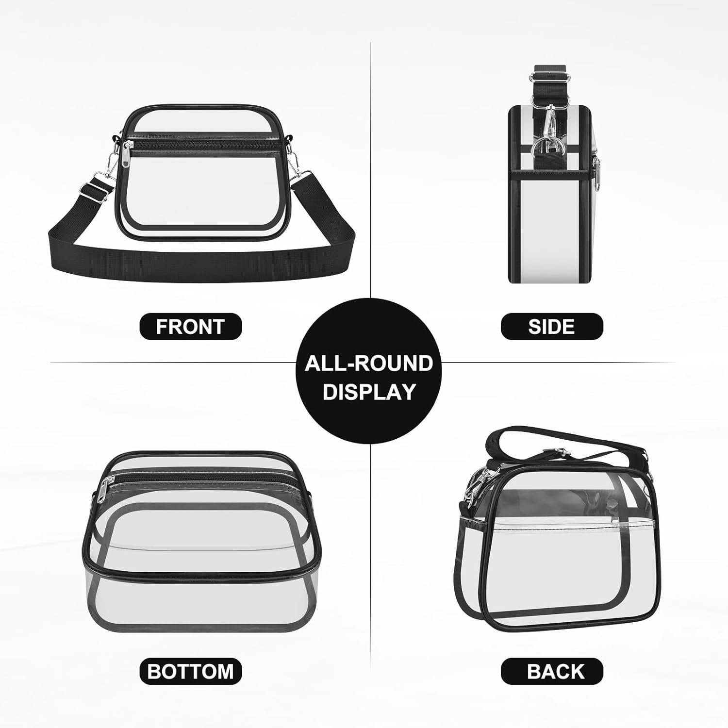 Private Label Clear Stadium Event Bags Sports Fan Handbags Purses with Adjustable Strap Custom Logo Manufacturer