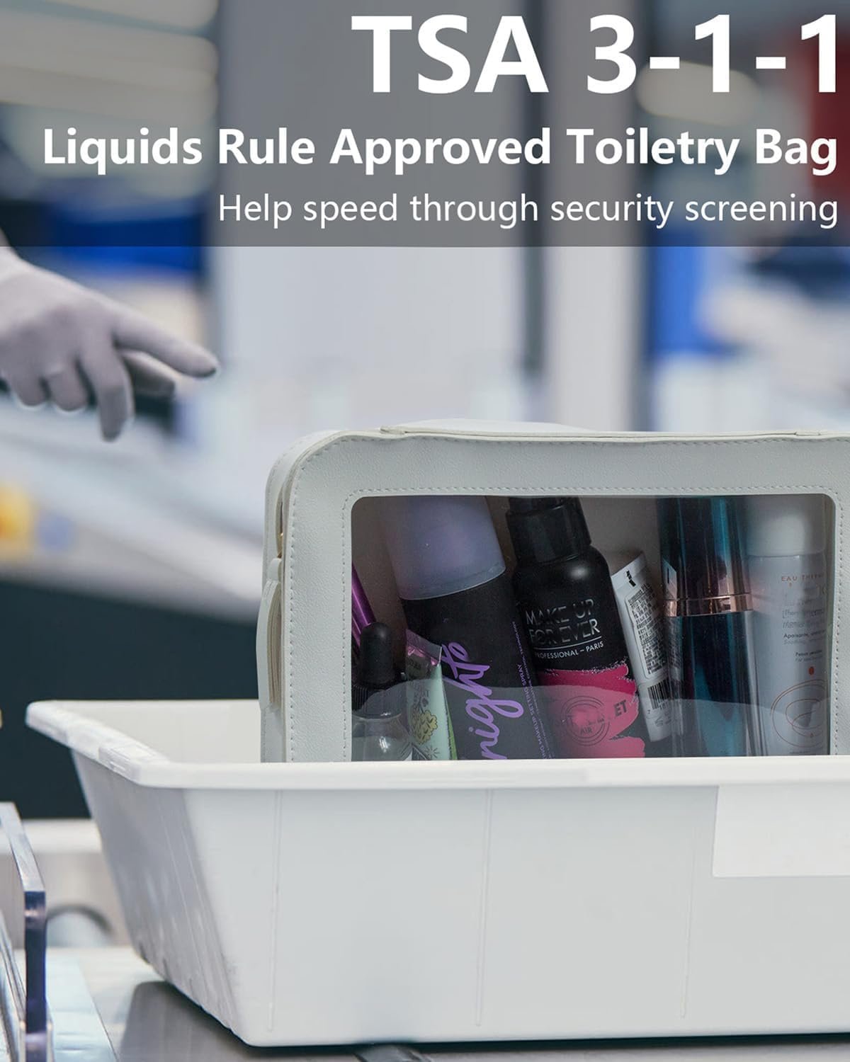 Custom Logo 2 Pcs Small Clear Waterproof Makeup Bag Set with Zipper, Private Label Travel Cosmetic Case Mini Pouch for Women Car Organizer Essentials (White), Manufacturer