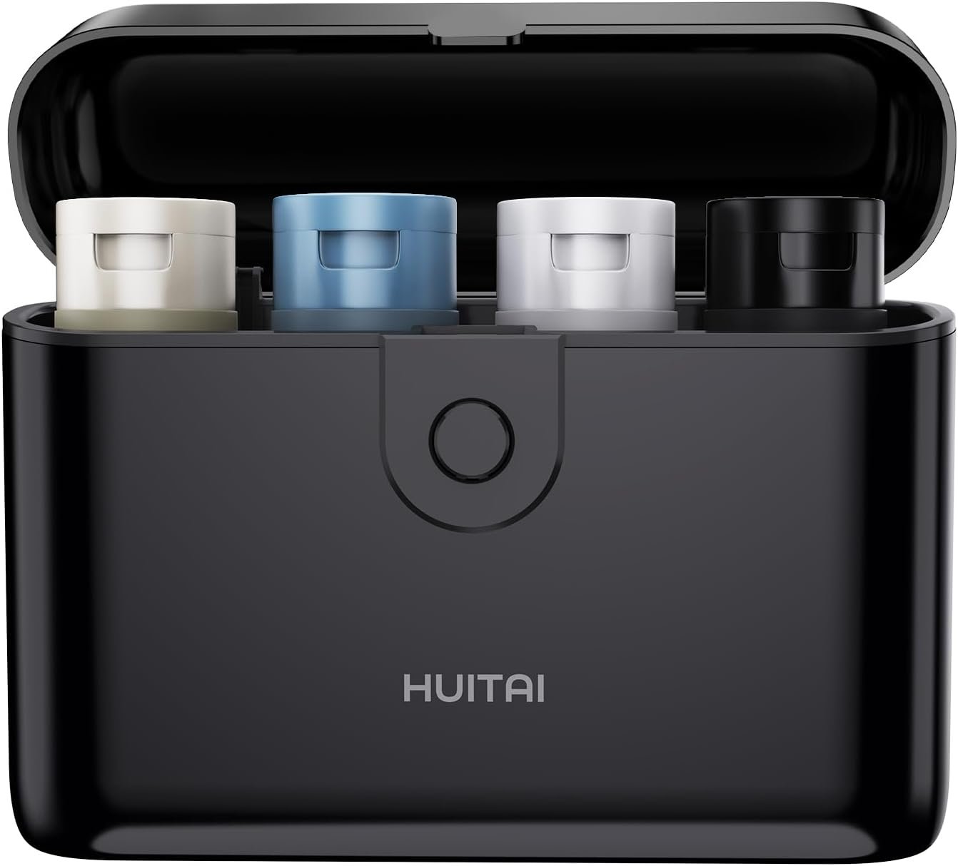 Private Label Travel Bottles with Case 4x2oz TSA Approved Leak-Proof Press to Unlock Custom Logo Compact Portable Toiletries Supplier (Black)