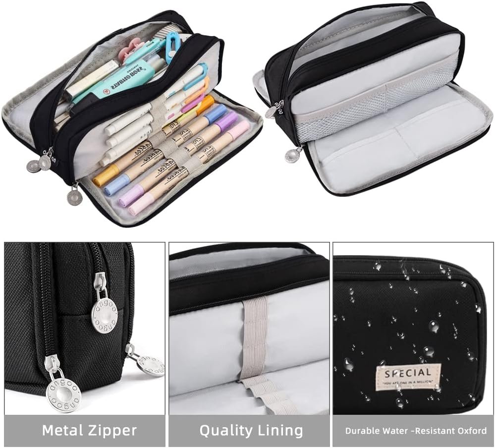 Supplier Large 3-Compartment Pencil Case Big Capacity Custom Logo Oxford Pouch Organizer for Kids Teens Students School Supplies Cosmetic Pen Bag Private Label