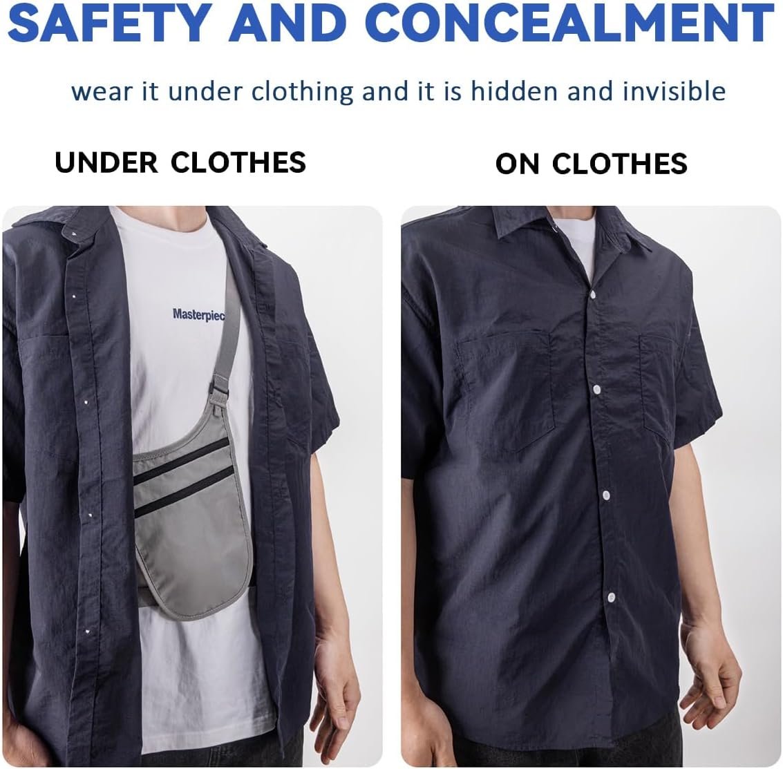 Private Label Crossbody Money Belt for Travel Women & Men - Custom Logo Hidden Slim Passport Holder RFID Blocking Neck Wallet Under Clothes from Manufacturer (Black)