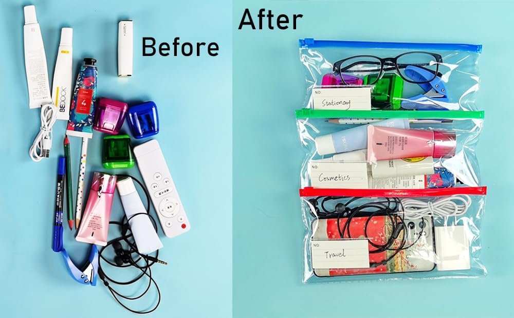 Custom Logo 30pcs Small Clear Plastic Zipper Pouches Poly Zip Organizer Storage Bags Private Label for Office Supplies Stationery Travel Cosmetics (9x4.7 Inch) Manufacturer