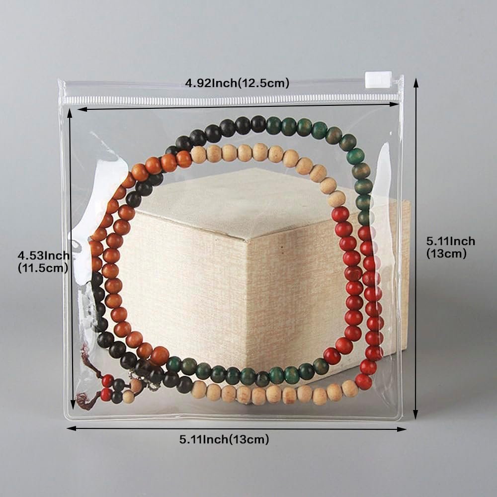 Private Label 50PCS Clear Transparent PVC Jewelry Storage Bags with Zipper Closure Custom Logo (5.11 x 5.11 Inch 13 x 13cm) Manufacturer