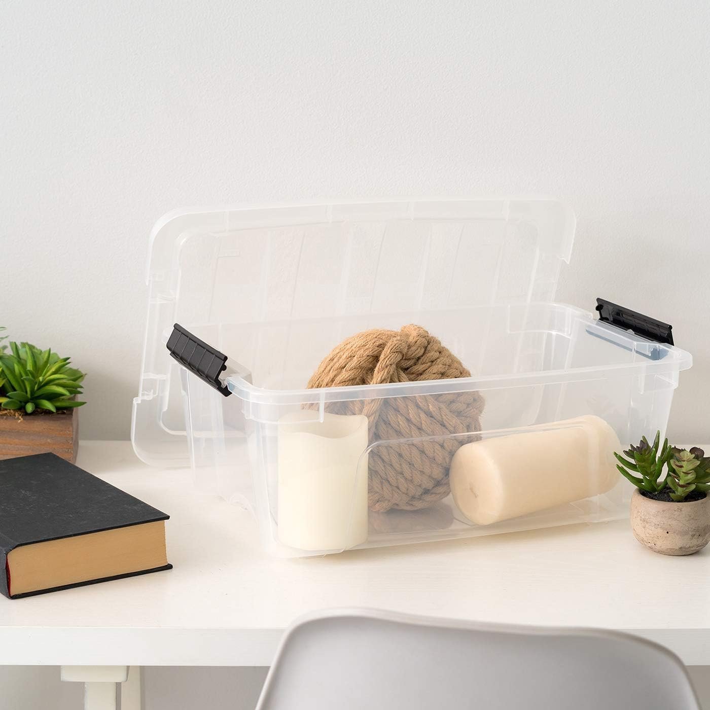 Private Label 13 QT Plastic Storage Box with Lid and Latches 6 Pack BPA-Free See-Through Durable Nestable Stackable Containers Secure Pull Handle with Custom Logo Clear from Manufacturer