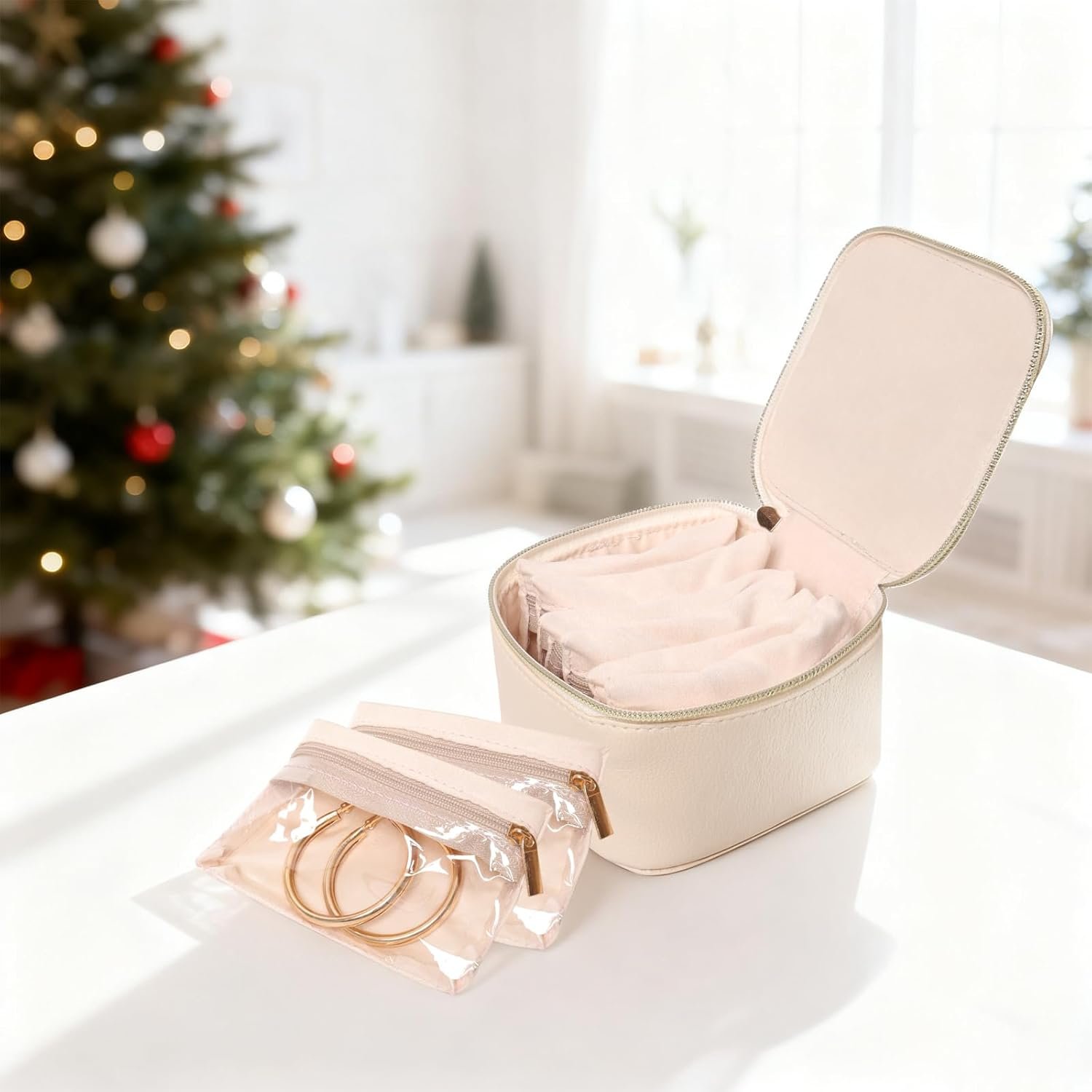 Manufacturer of Small Travel Jewelry Case Custom Logo Organizer Box with 6 Velvet Zipper Pockets Private Label Portable Storage Bag for Rings Earrings Necklaces Birthday Gifts for Women