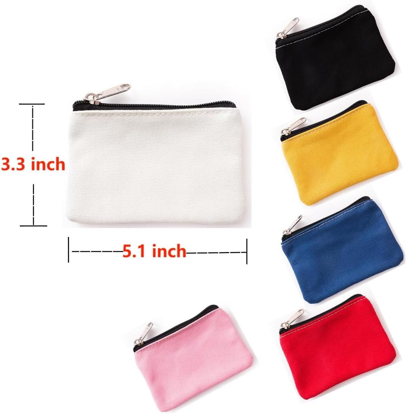 Custom Logo Canvas Coin Purse Set 3.1 x 5.1 inches Private Label 6 Pack Assorted Colors Manufacturer