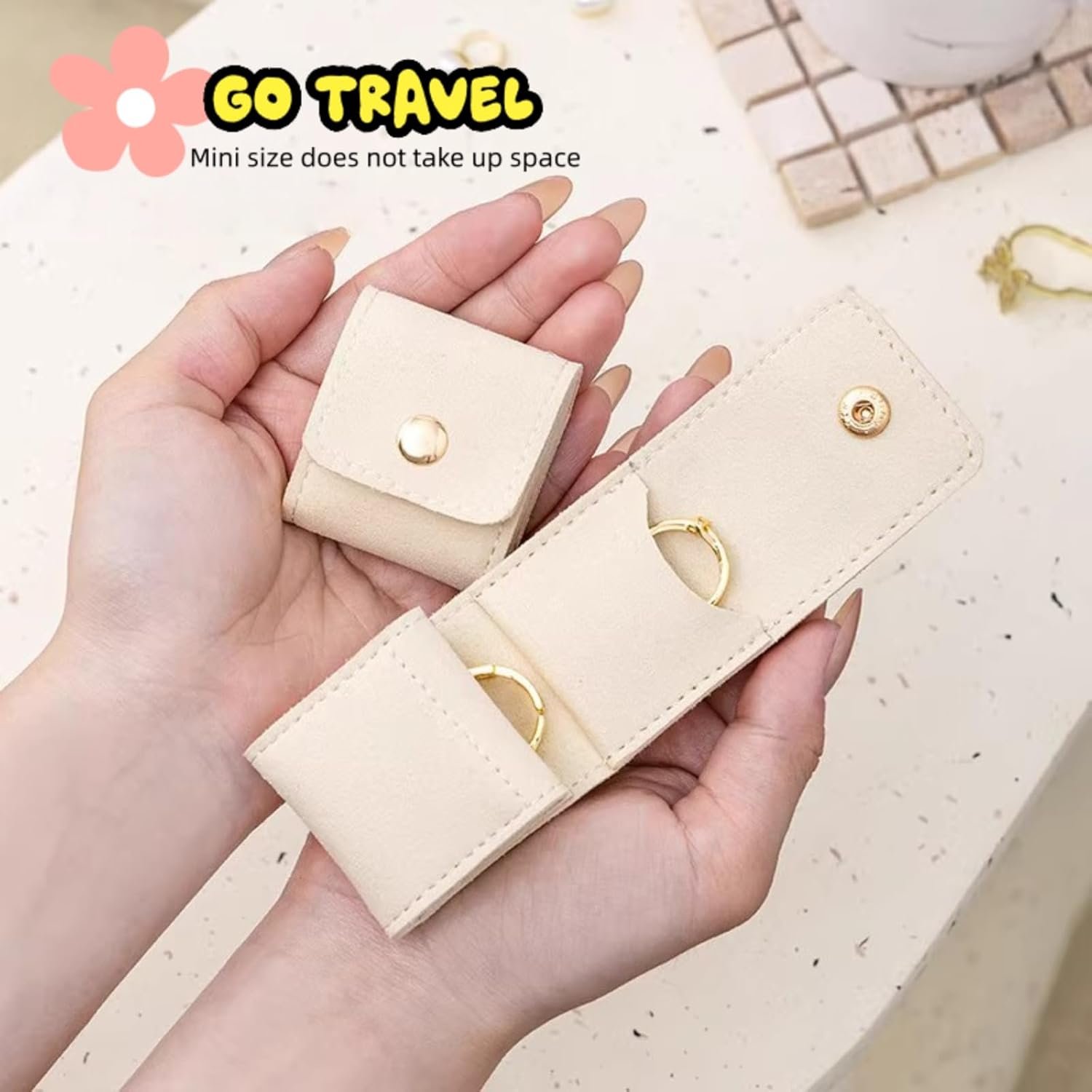 Private Label 2025 New Mini Travel Jewelry Roll Bag – Foldable & Portable Jewelry Storage Organizer with Buckle Closure & Custom Logo – Holds Earrings Rings Necklaces – Pink Travel Jewelry Pouch Supplier