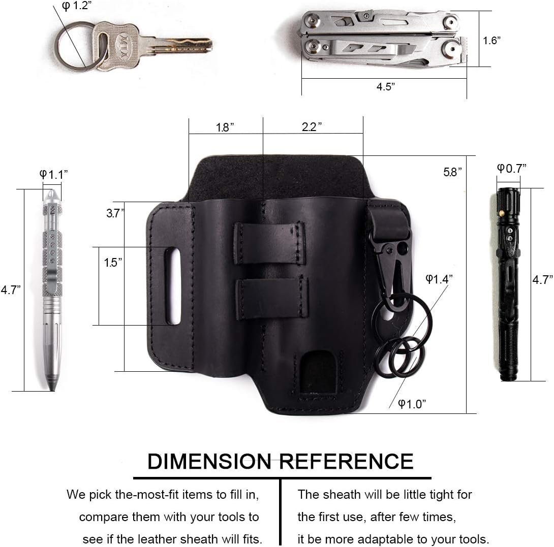 Private Label Multitool Belt Sheath EDC Leather Organizer Manufacturer - Custom Logo Multitool Pouch Flashlight Pen Holders Keychain Clip for Men