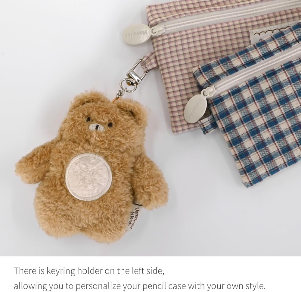 Custom Logo Vintage Pink Fabric Check Pencil Case Series 2 Soft Cushioned Portable Pencil Pouch Office Bag Private Label Manufacturer