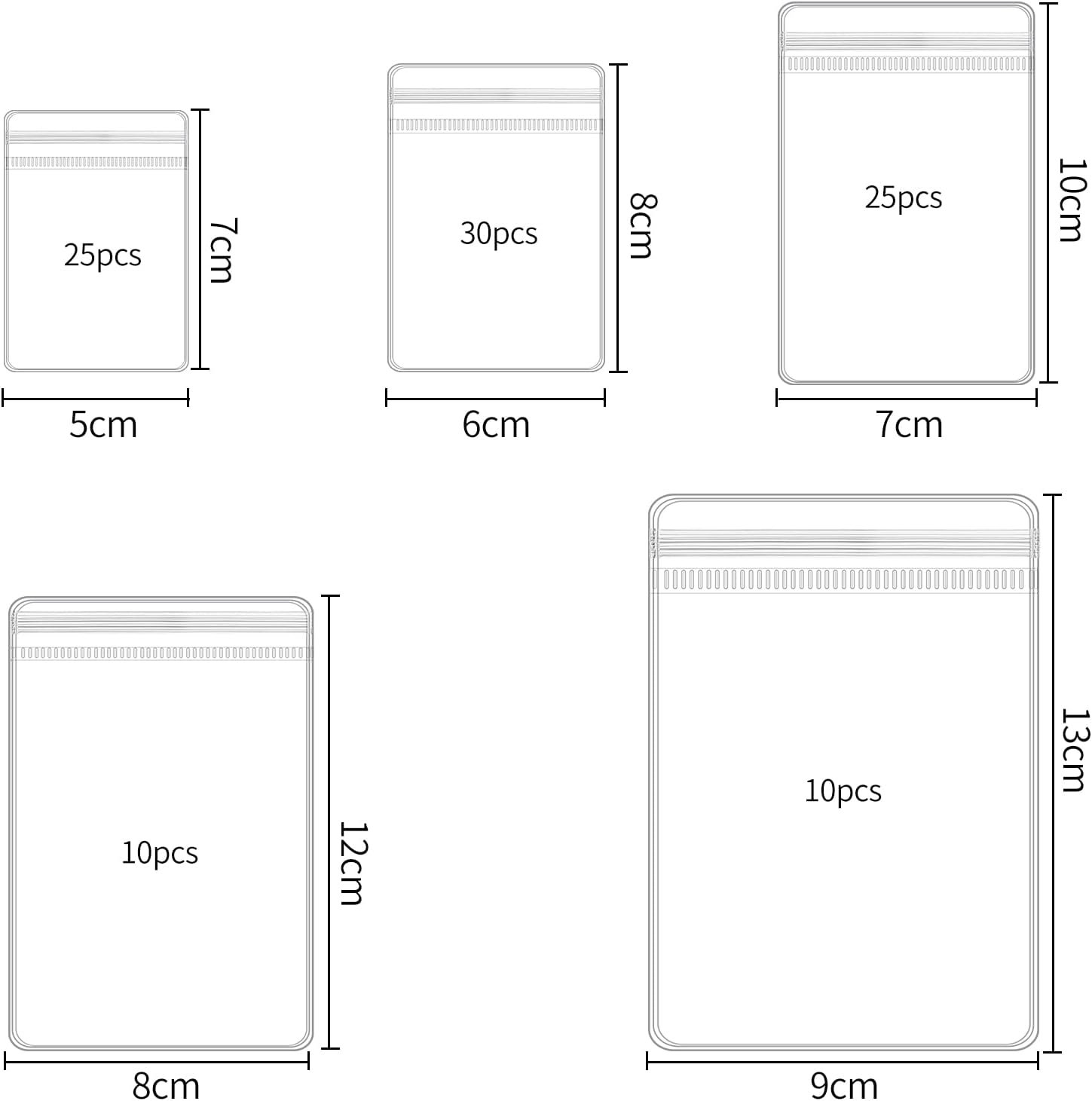 Factory 100 Pieces Small Clear PVC Plastic Zipper Lock Jewelry Storage Bags Private Label Transparent Anti-Tarnish Sealable Pouches with Custom Logo for Rings Earrings Candy Packaging