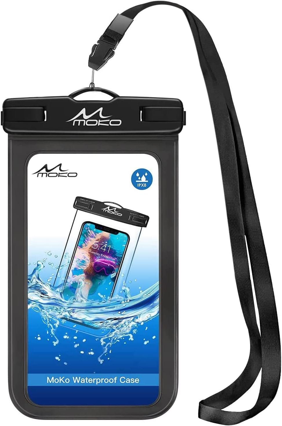 Custom Logo Waterproof Phone Pouch Holder Dry Bag with Lanyard Armband Private Label Compatible with iPhone 14 13 12 11 Pro Max Samsung S21 S20 S10 Factory Black