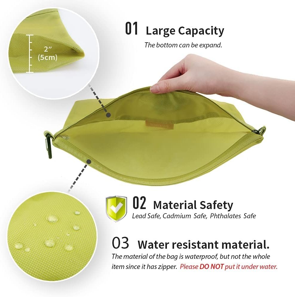 Private Label Water-Resistant Mesh Zipper Pouch Bags with Custom Logo for Storage Travel Office (Green, Large) Factory Direct