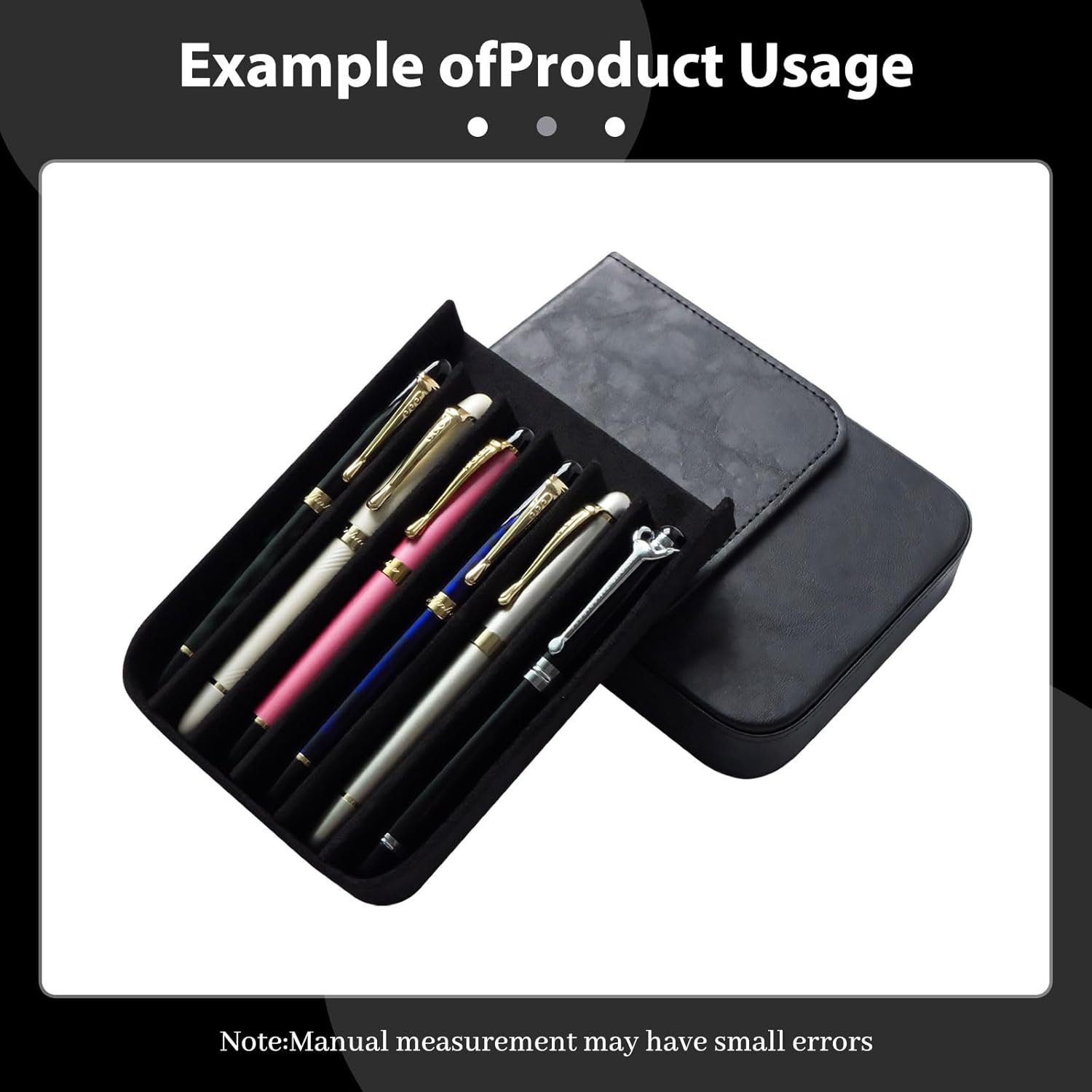 Private Label Handmade Leather 6 Fountain Pen Pencil Tray Case Magnetic Closure Drawer Design Manufacturer Custom Logo Office Gift 6 Slots Black