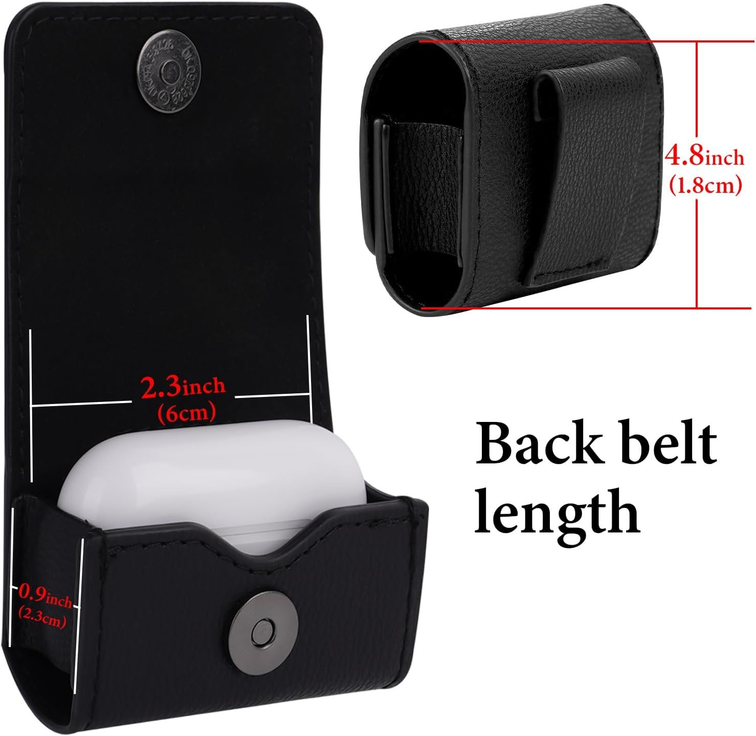 Custom Logo Belt Clip Leather Protective Case Compatible with Apple AirPods Pro 3/2 AirPods 4 Manufacturer Holster Pouch with Belt Loop for Bag Strap Travel Private Label Black