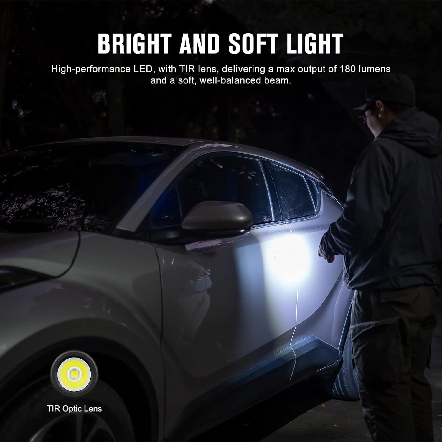 Private Label 180 Lumens EDC Rechargeable Keychain Flashlight Slim Mini Handheld Light with Custom Logo Built-in Rechargeable Battery Type-C USB Cable for Everyday Carry Supplier Black