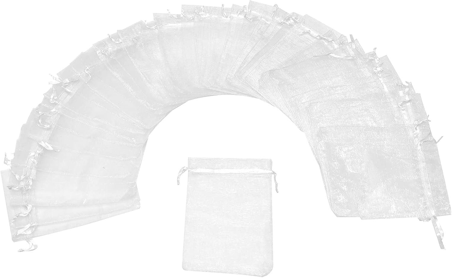 Custom Logo 3x4 Inch White Organza Bags 50Pcs Small Sheer Drawstring Private Label Mesh Pouches for Wedding Party Favor Jewelry Gift Christmas Candy Supplier