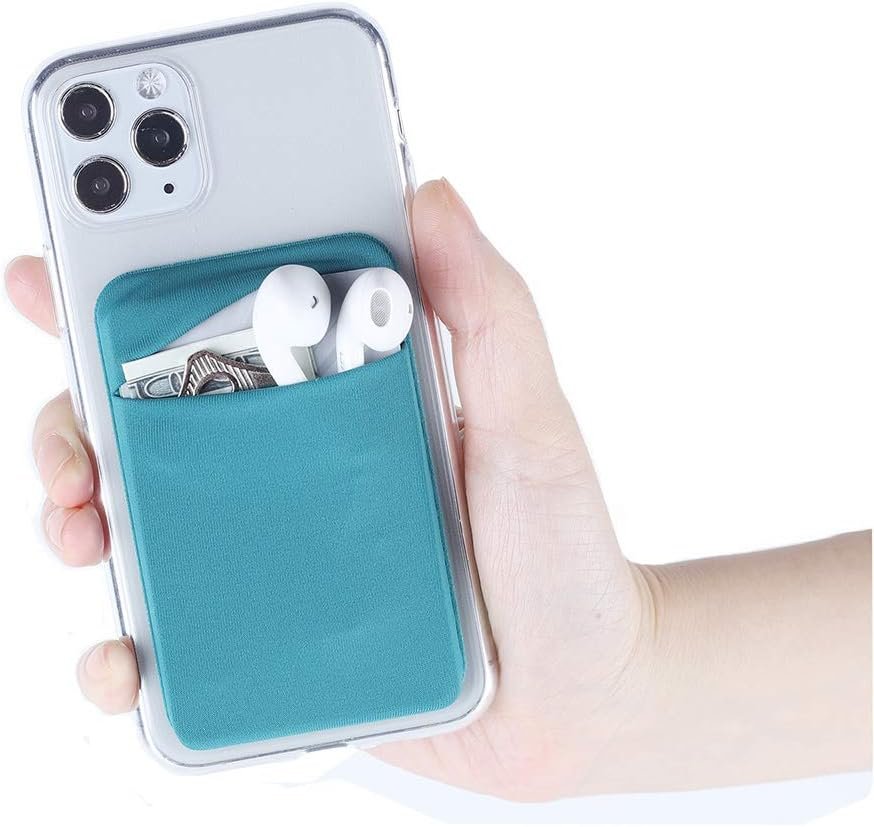 Manufacturer 3Pack Stretchy Self-Adhesive Cell Phone Back Card Holder Wallet Pockets Private Label for Credit Cards ID with Custom Logo Dark Green Blue Gray Black