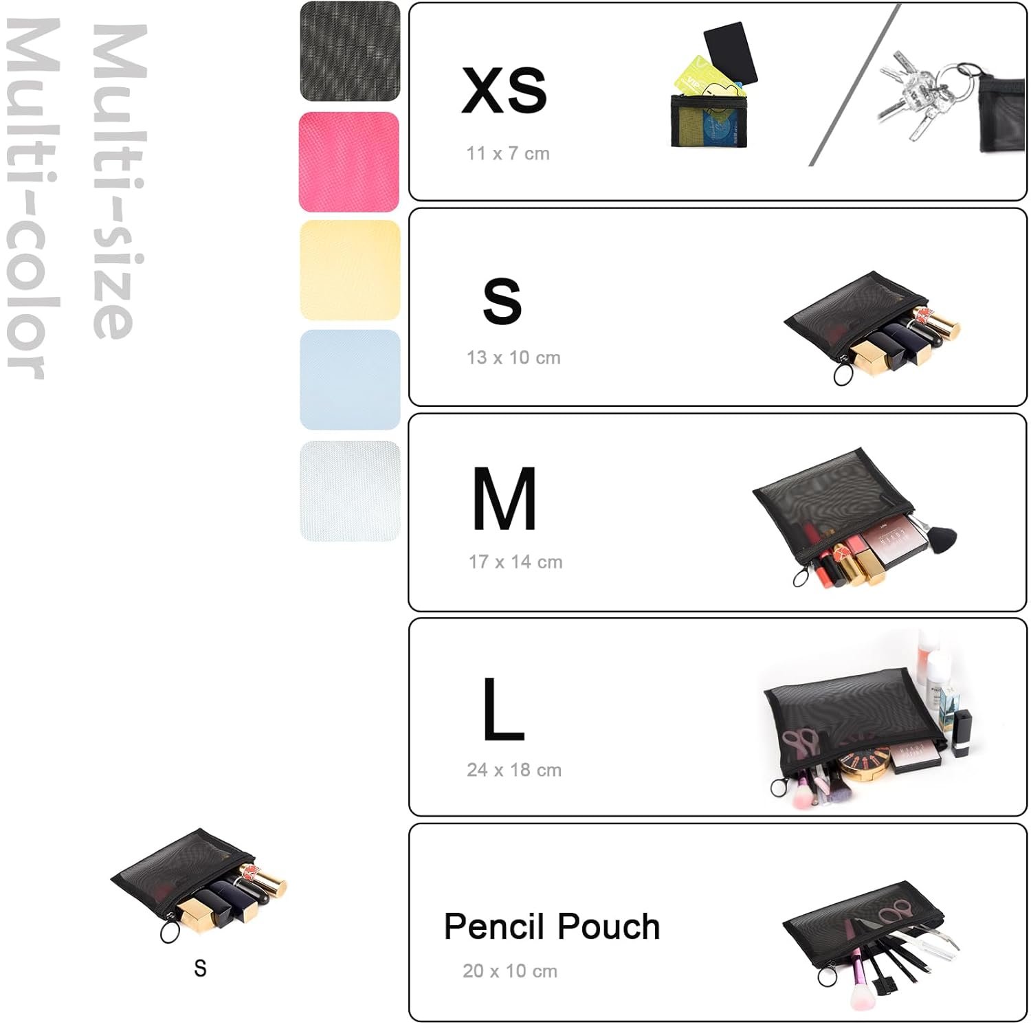 Custom Logo Mini Zipper Mesh Bags 4