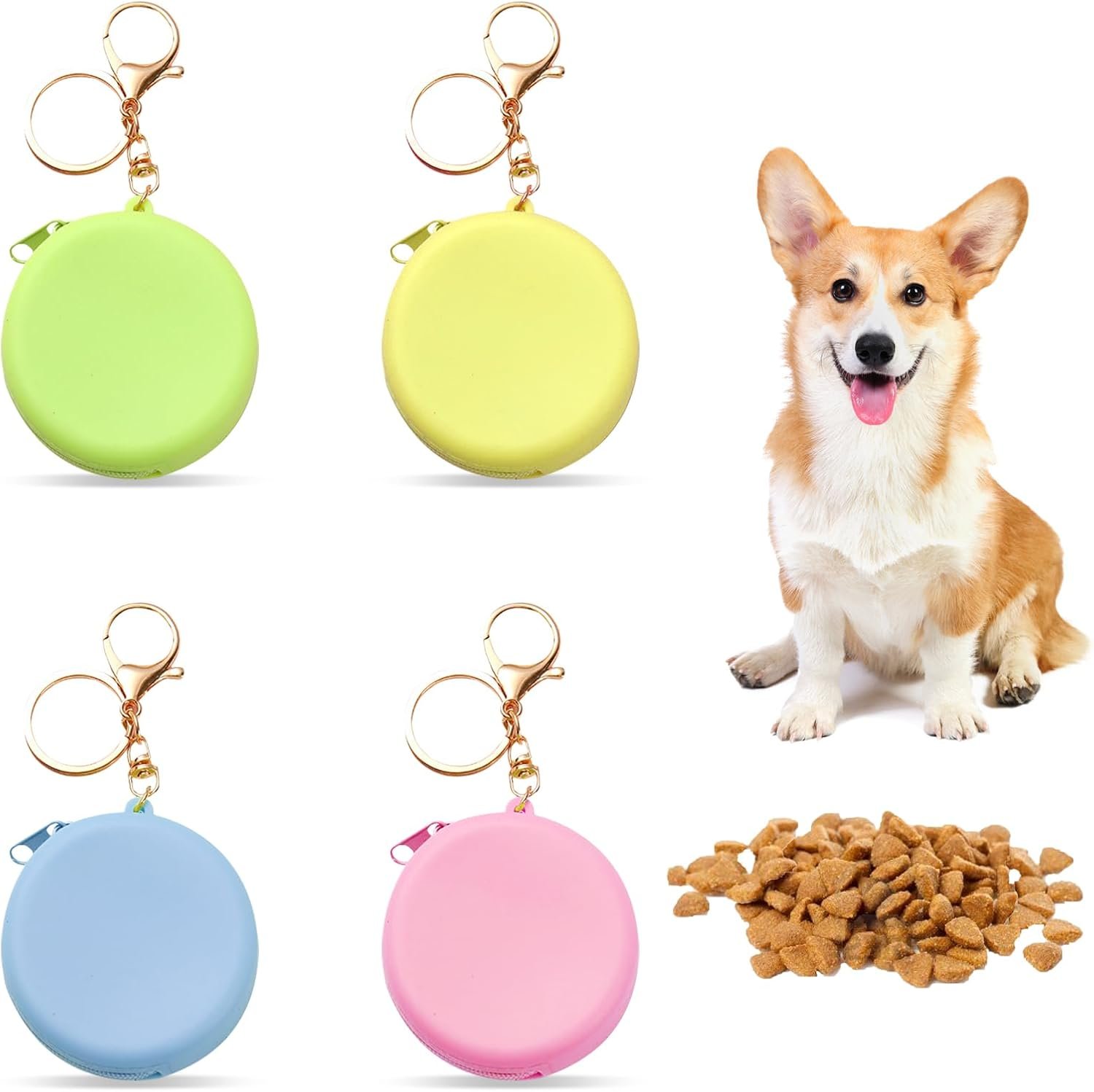 Private Label 4PCS Custom Logo Silicone Dog Treat Pouch Small Pocket-Sized Pet Training Bag Zipper Design Unscented Reusable Portable Travel Walking Manufacturer