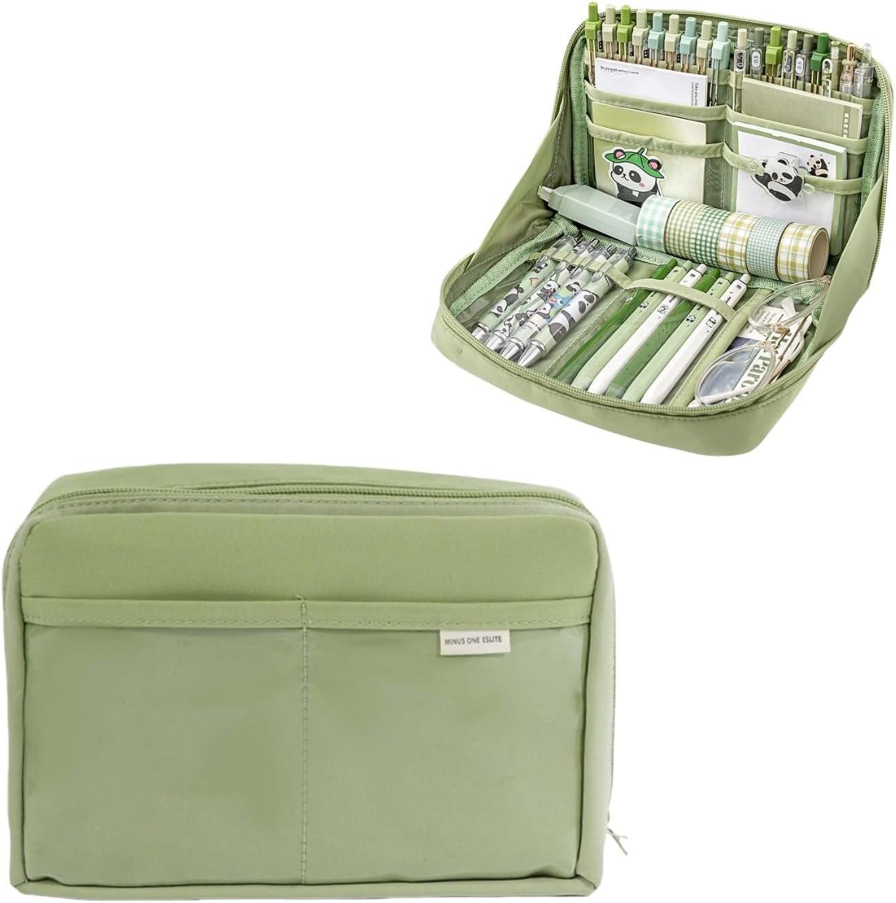 Private Label Kawaii Aesthetic Pencil Case - Custom Logo Large Capacity Canvas Pen Pouch Bag Manufacturer (Green)
