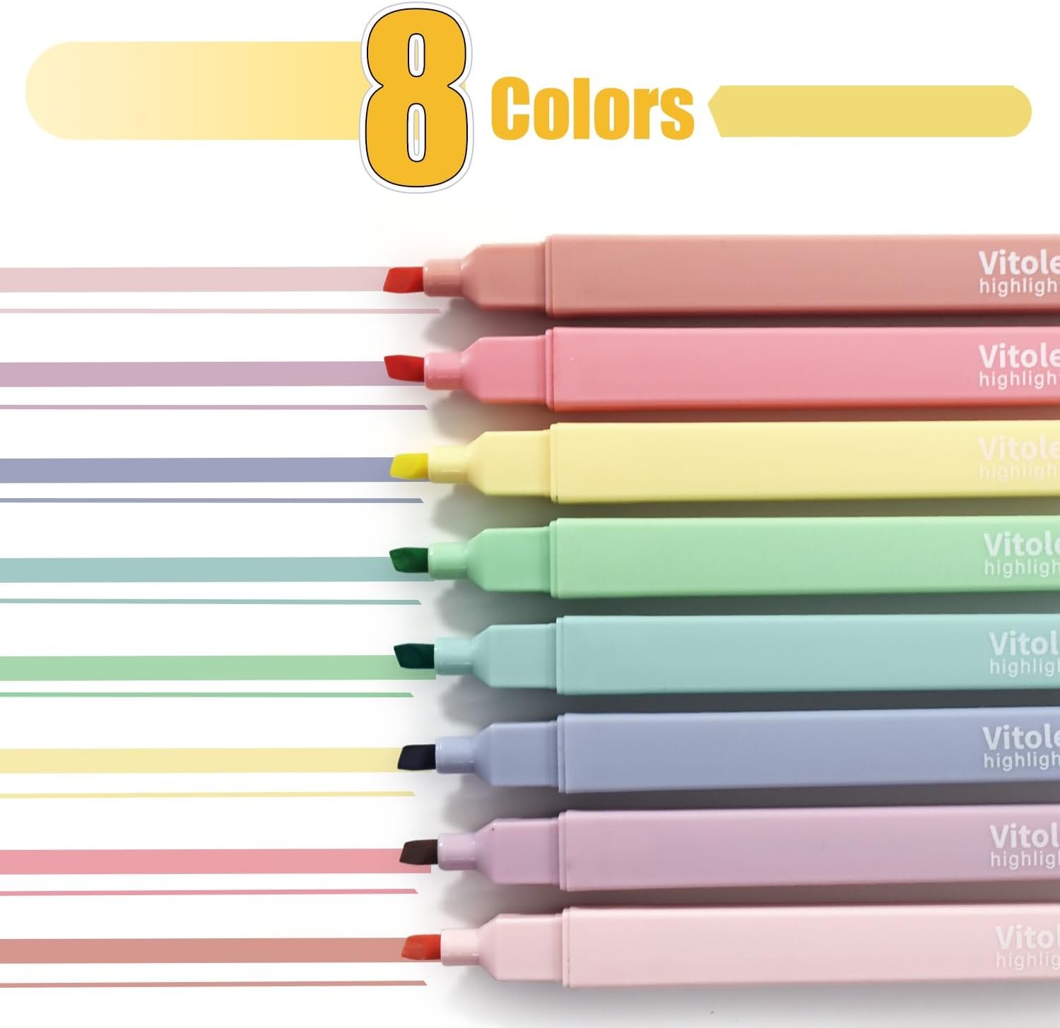 Custom Logo 8 pcs Aesthetic Pastel Highlighters Chisel Tip Book Highlighter Private Label No Bleed Bible Highlighter Candy Assorted Colors Manufacturer