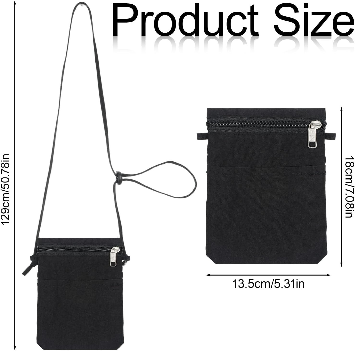 Private Label Small Black Nylon Crossbody Phone Purse for Women Zipper Cell Phone Pouch with Custom Logo Strap Bag Manufacturer