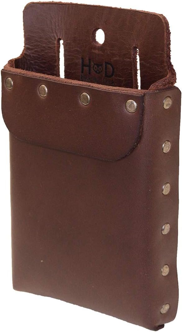Private Label Riveted Squared Tool Pouch for Waist Belt Heavy Duty Full Grain Leather Case with Custom Logo Rustic Handmade Tool Organizer Bourbon Brown Manufacturer