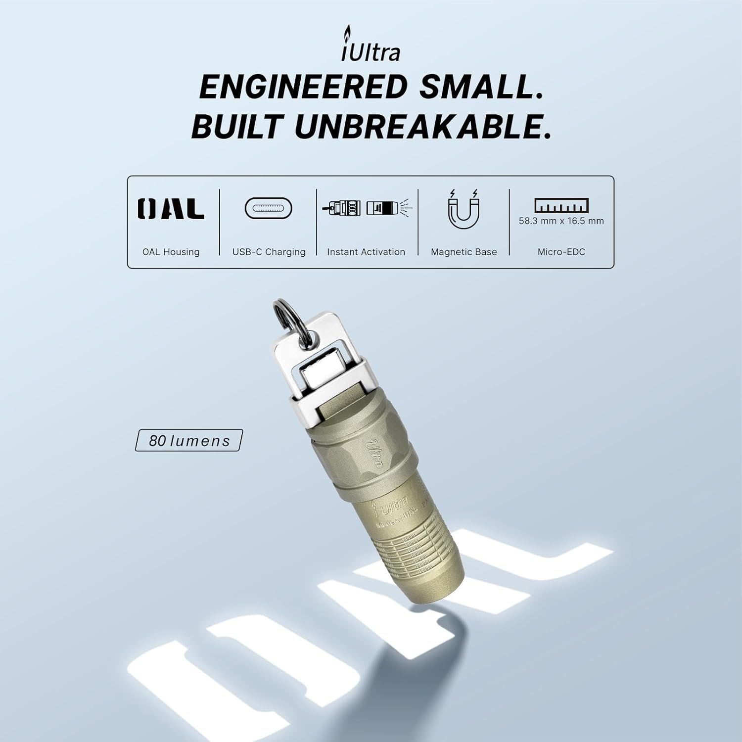 Private Label Rechargeable EDC Flashlight 80 Lumens Mini LED Keychain Light Custom Logo for Pocket Keyring Bag Everyday Carry Emergencies Olive-Green from Manufacturer