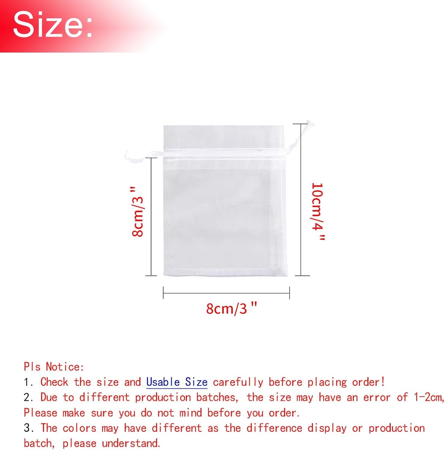 Custom Logo 3x4 Inch White Organza Bags 50Pcs Small Sheer Drawstring Private Label Mesh Pouches for Wedding Party Favor Jewelry Gift Christmas Candy Supplier