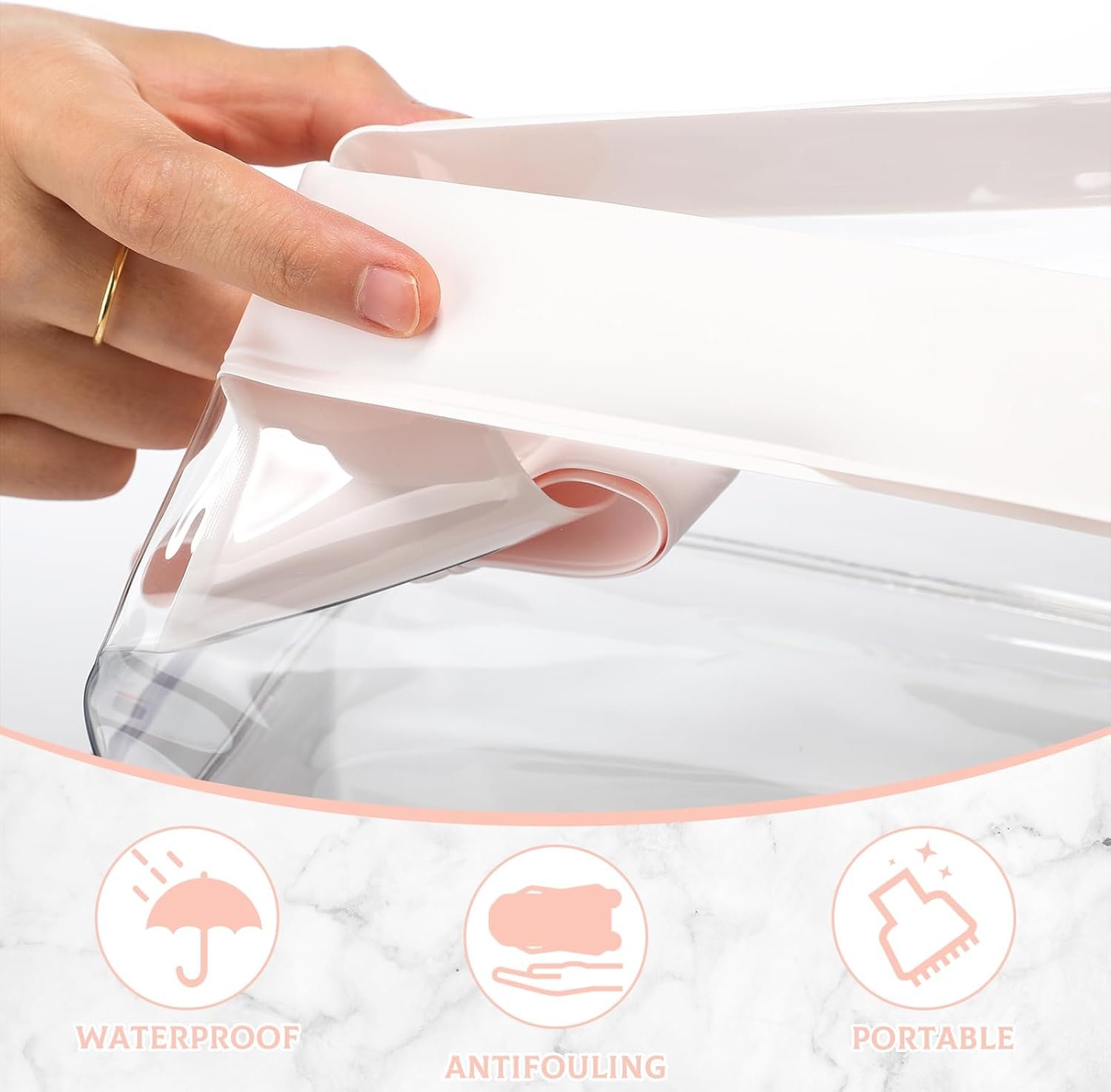 Private Label 2 Pcs TSA Approved Clear Travel Toiletry Bags with Magnetic Closure Manufacturer Custom Logo Light Pink Makeup Cosmetic Pouch for Men Women