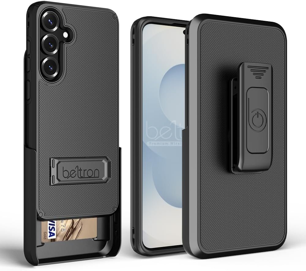 Private Label Case with Belt Clip for Samsung Galaxy S24 Plus/Galaxy S25 Plus Custom Logo Slim Protective Dual-Layer Full Body Grip & Swivel Belt Holster Kickstand Card Holder Manufacturer