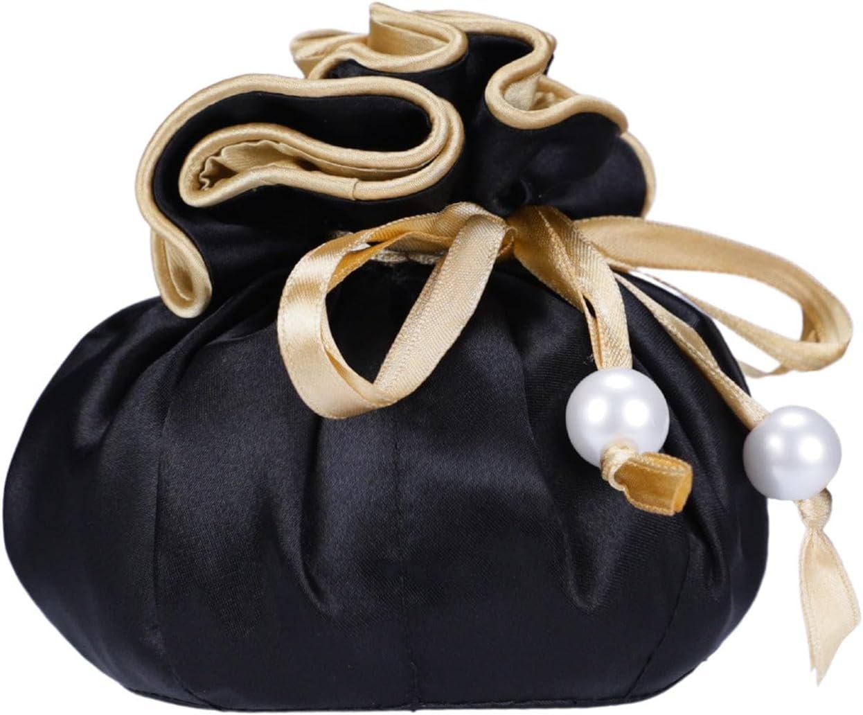 Private Label Premium Satin Jewelry Pouch with 8 Interior Pockets Custom Logo Drawstring Organizer Bag for Rings Earrings Necklaces Black Silver Gold Round Storage Manufacturer