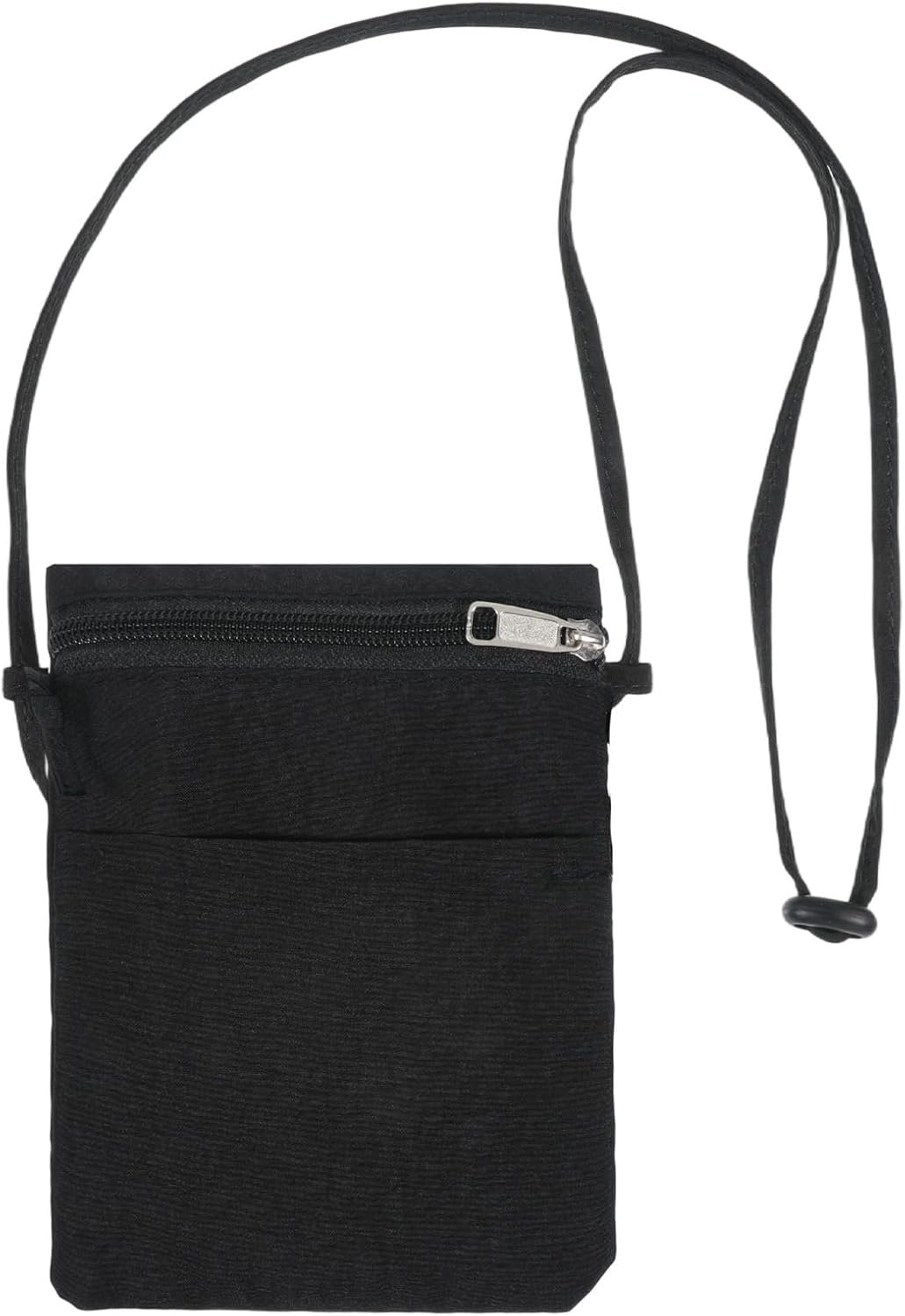 Private Label Small Black Nylon Crossbody Phone Purse for Women Zipper Cell Phone Pouch with Custom Logo Strap Bag Manufacturer