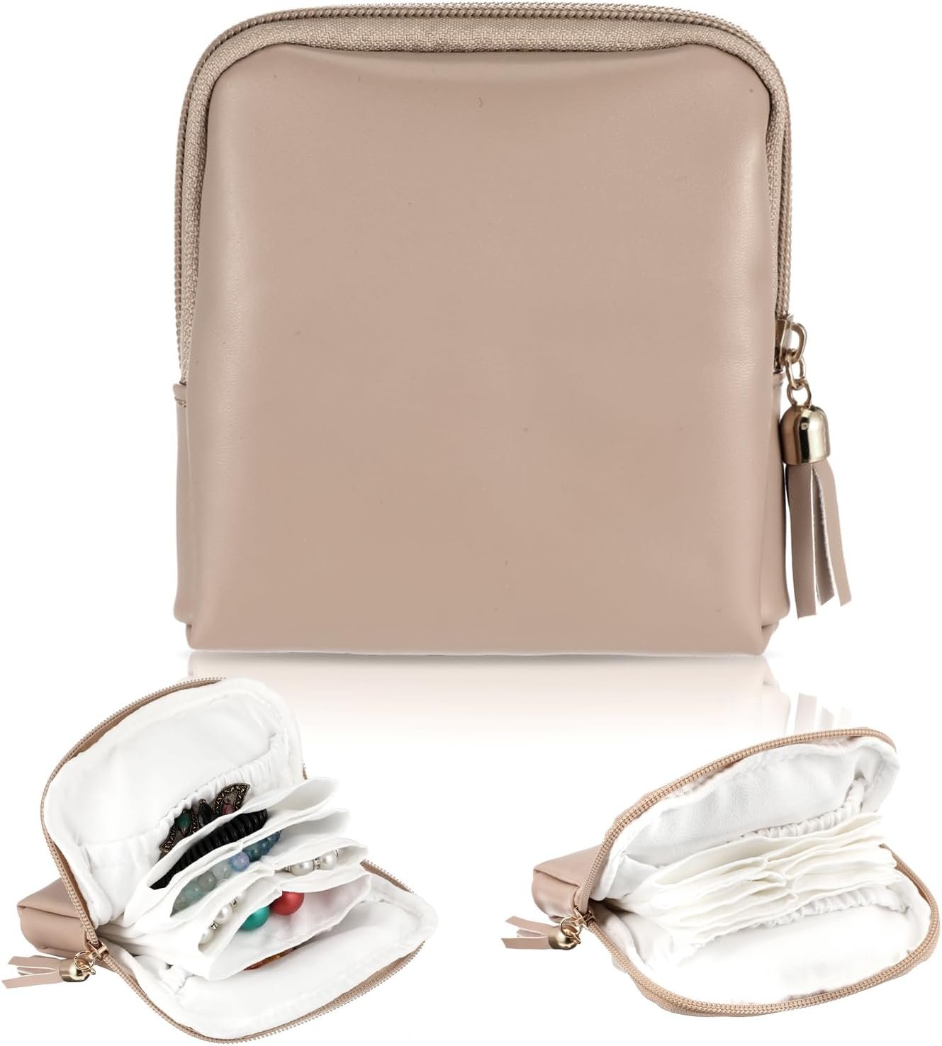 Custom Logo Small Travel Jewelry Case Soft Velvet Zipper Pouch Private Label Portable Organizer Storage Bag with Small Pouches for Gemstones Healing Crystals Earrings Bracelets Brown from Manufacturer