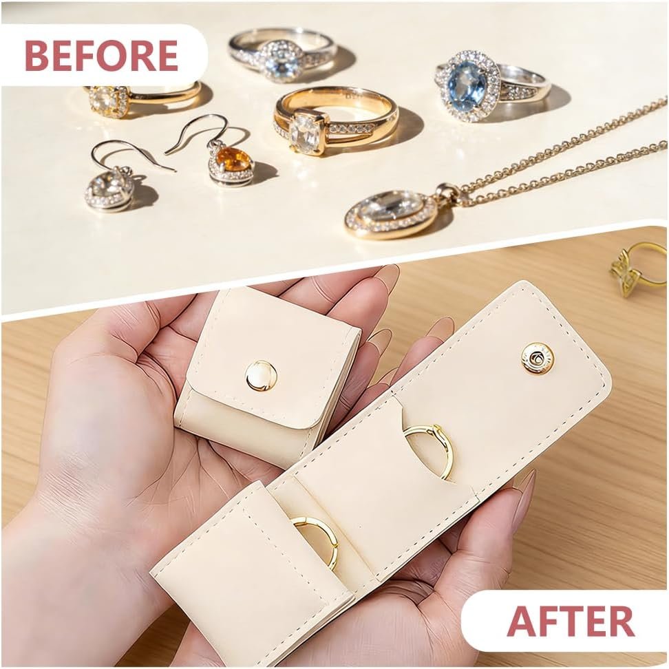 Private Label 6 Pack Mini Jewelry Travel Cases, Custom Logo Leather Foldable Organizer Pouches for Earrings Necklaces Rings, Portable Bags Manufacturer for Women Girls