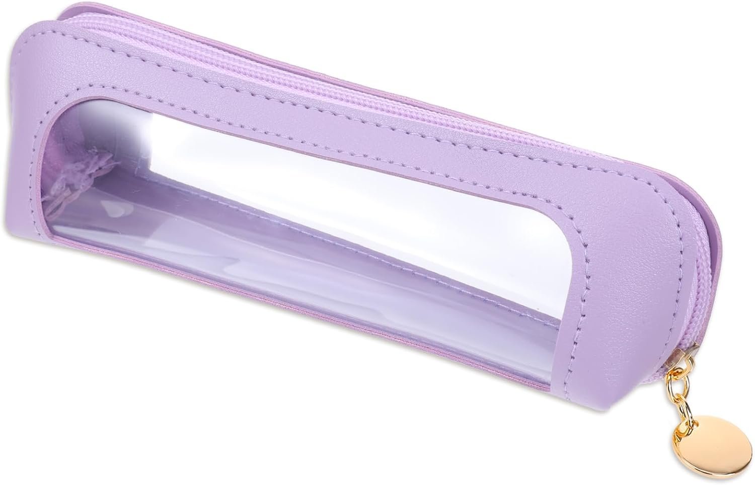 Private Label Clear PU Leather Small Makeup Brush Pouch Manufacturer Portable Travel Mini Cosmetic Organizer Transparent Waterproof with Zipper Custom Logo for Women Home Office Purple