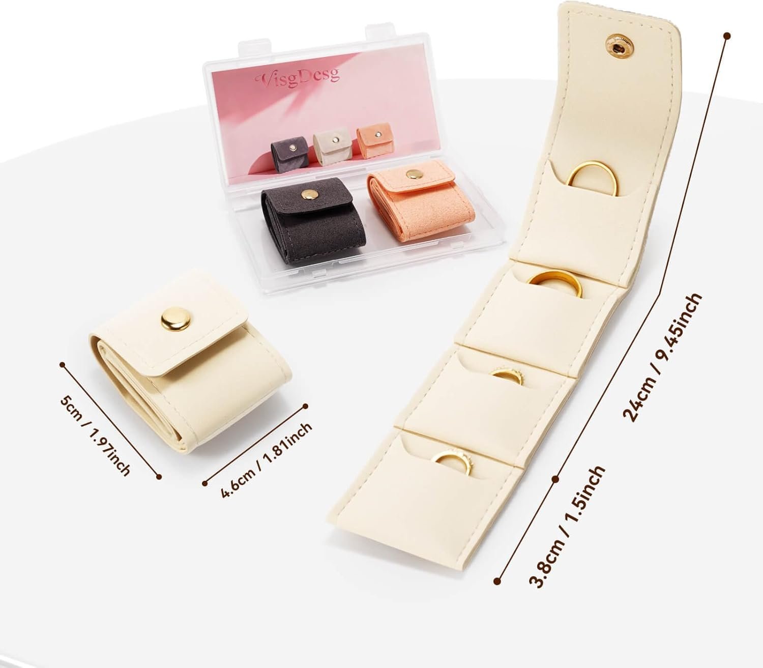 Private Label 3Pcs Mini Travel Jewelry Bags Foldable Multifunctional Pouches Manufacturer Essential Cases for Rings Mini Rolls Prevents Loss Custom Logo