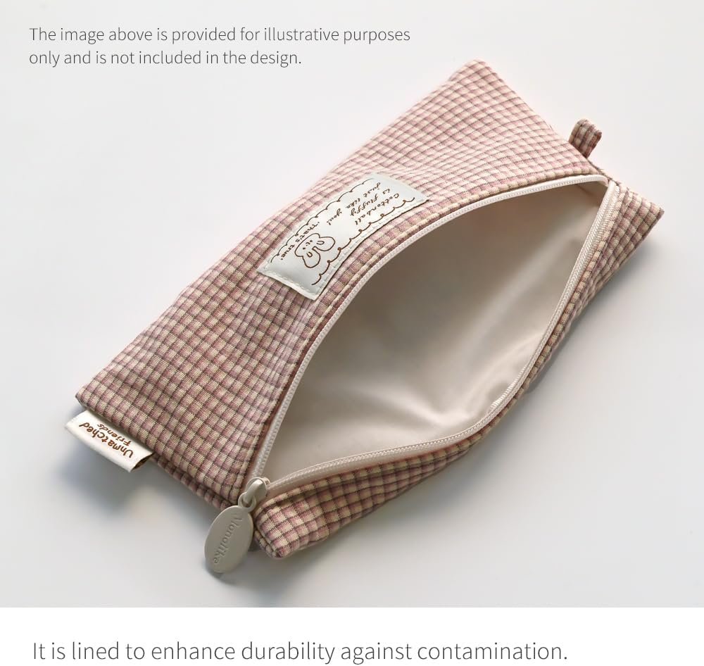 Custom Logo Vintage Pink Fabric Check Pencil Case Series 2 Soft Cushioned Portable Pencil Pouch Office Bag Private Label Manufacturer