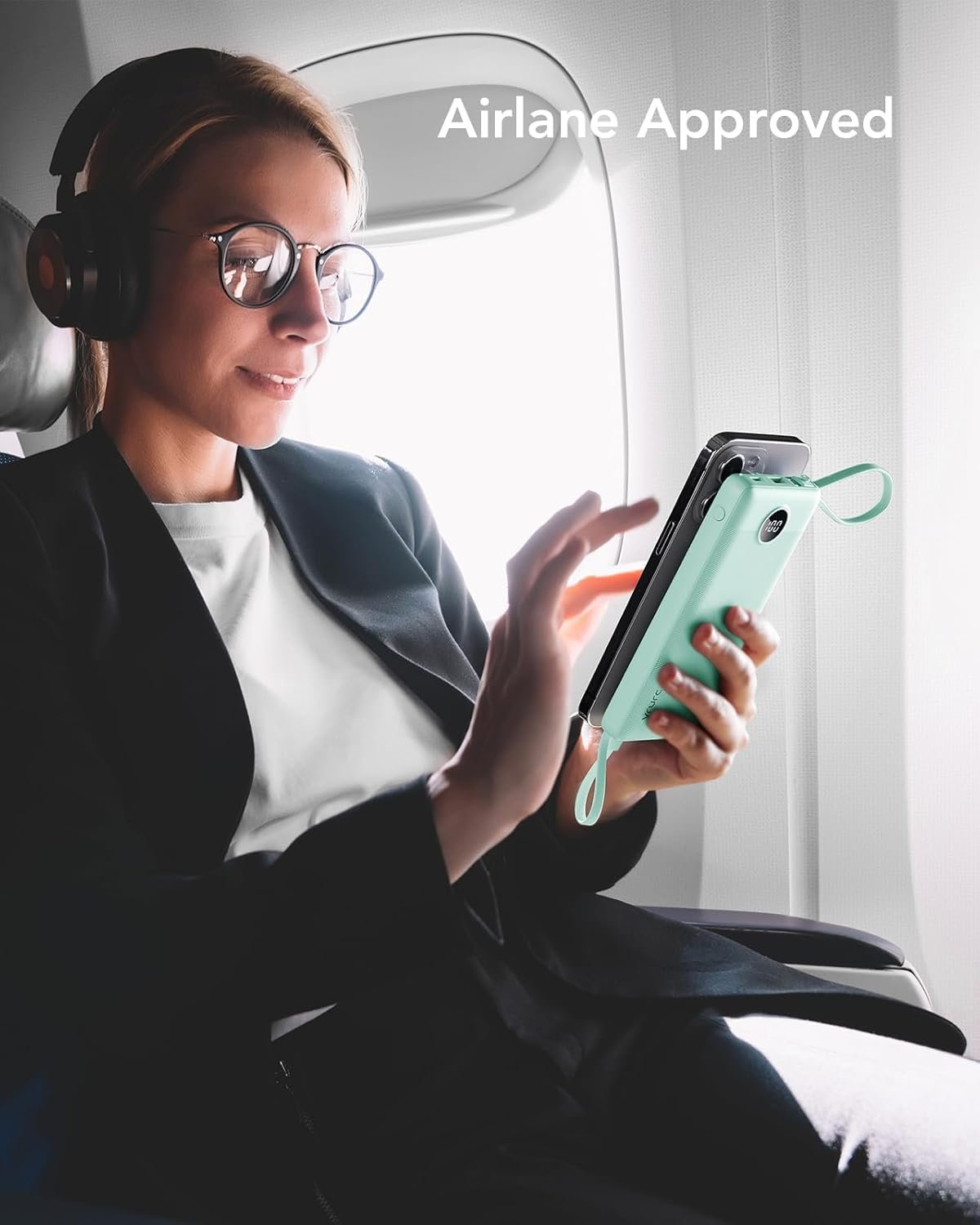 Custom Logo Portable Charger with Built-in Cables 22.5W Fast Charging USB C Power Bank 10000mAh Private Label Compact Battery Pack for iPhone 17/16/15/14/13 Samsung Galaxy Green Factory 1 Pack